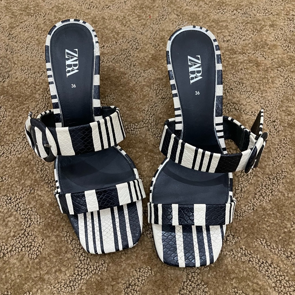 Zara black and white heels